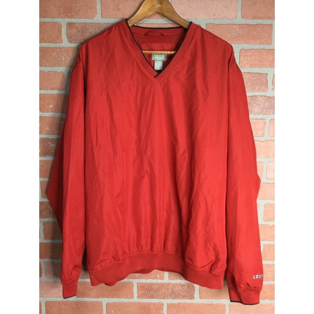 IZOD XFG Golf Mens Pullover Windbreaker Top Jacket XL Red V Neck